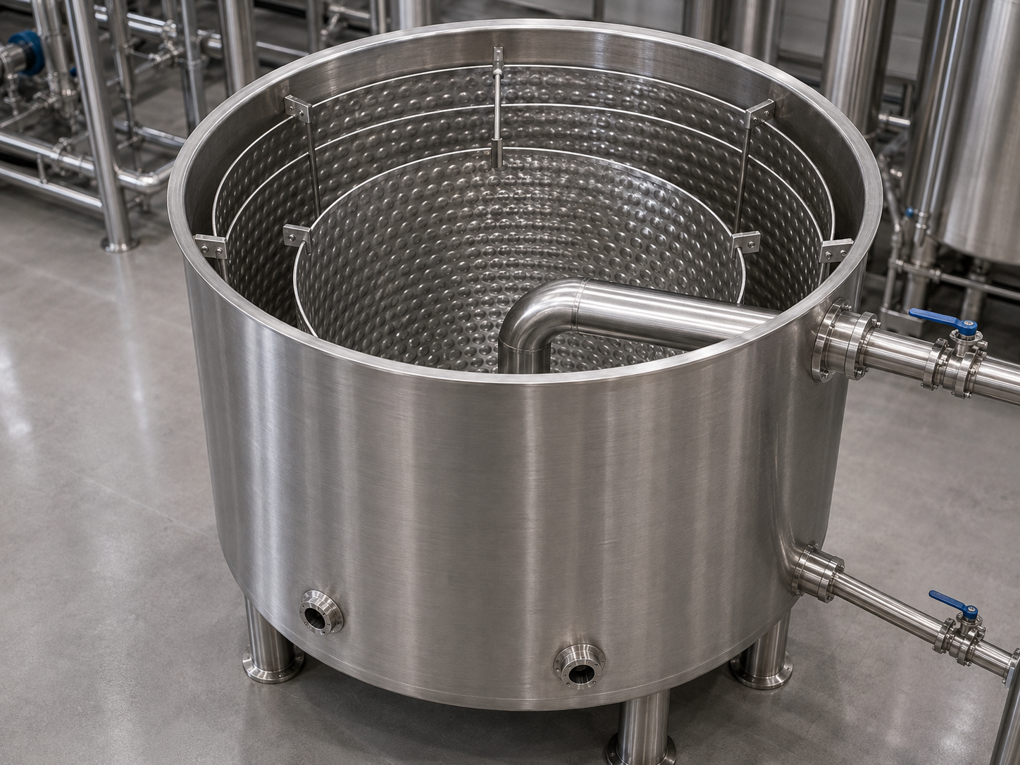 Immersion heat transfer panel suspended in a process tank